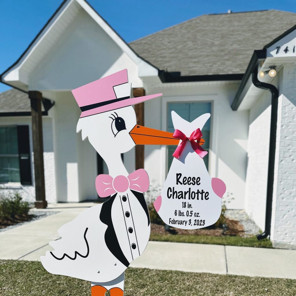 Pink Stork Sign with Personalized Bundle, [Main Locations]