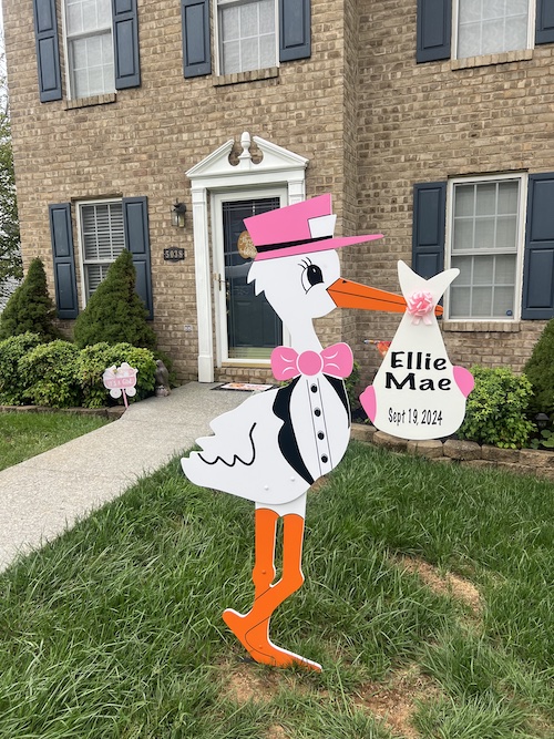 Stork Baby Announcement Yard Sign Rental in Roanoke, VA